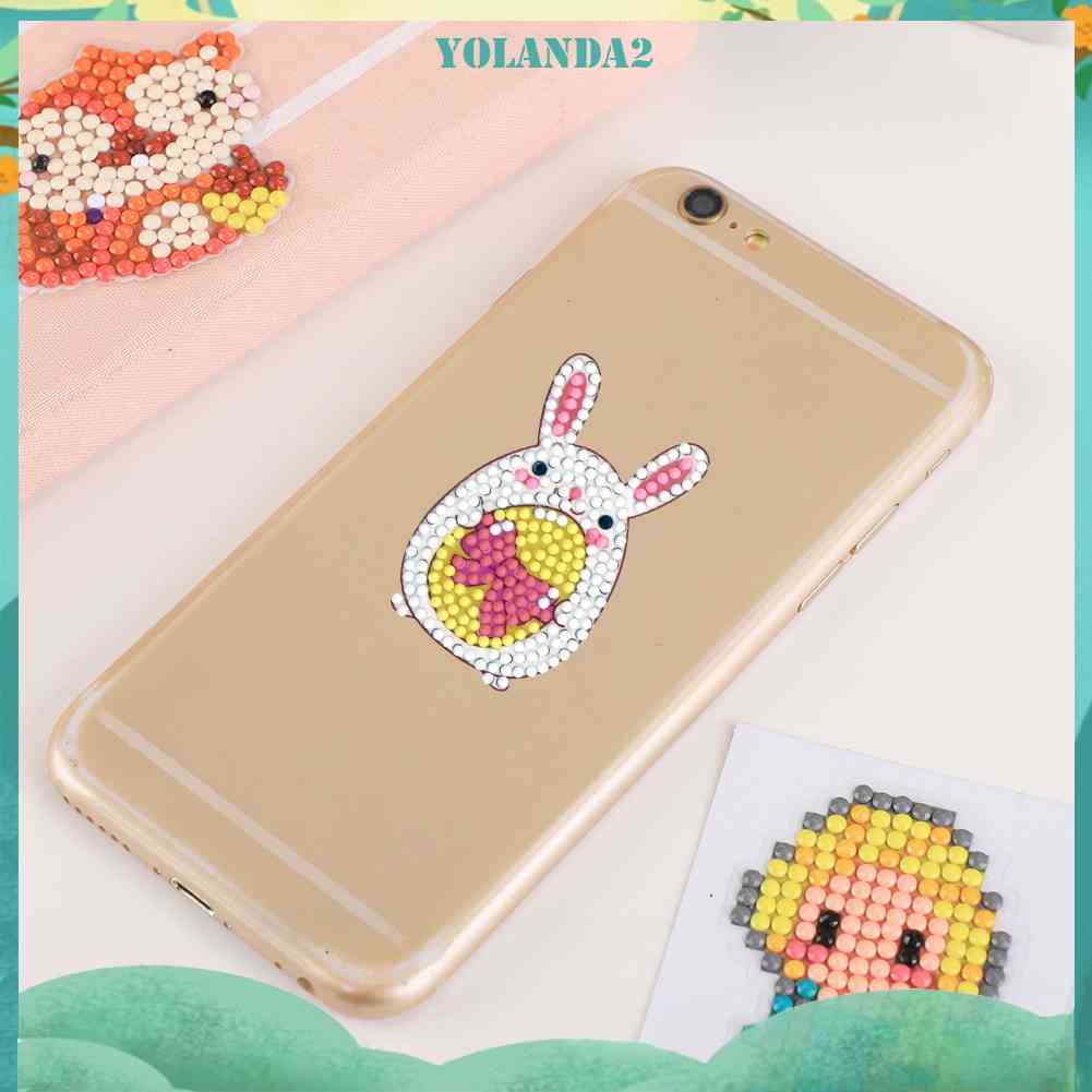 Set 8 Tranh Đính Đá DIY Hình Thỏ Hoạt Hình Đáng Yêu Dành Cho Trẻ Em