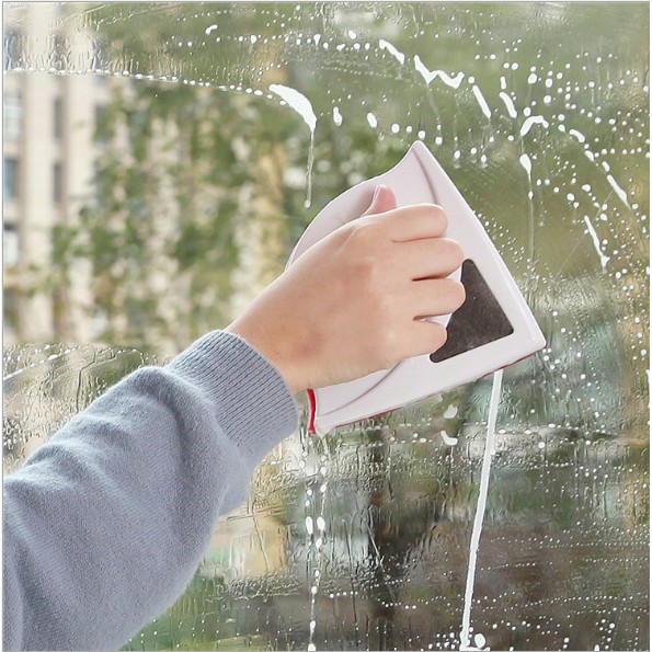 Lau kính 2 mặt tam giác cao cấp, dụng cụ lau kính 2 mặt nam châm sử dụng cho nhà cao tầng, chung cư, bể cá