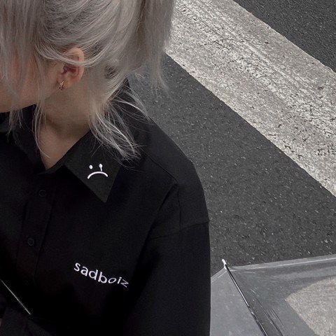 Áo Sơ Mi SADBOIZ chữ đen tay ngắn form rộng unisex nam nữ kiểu Hàn Quốc