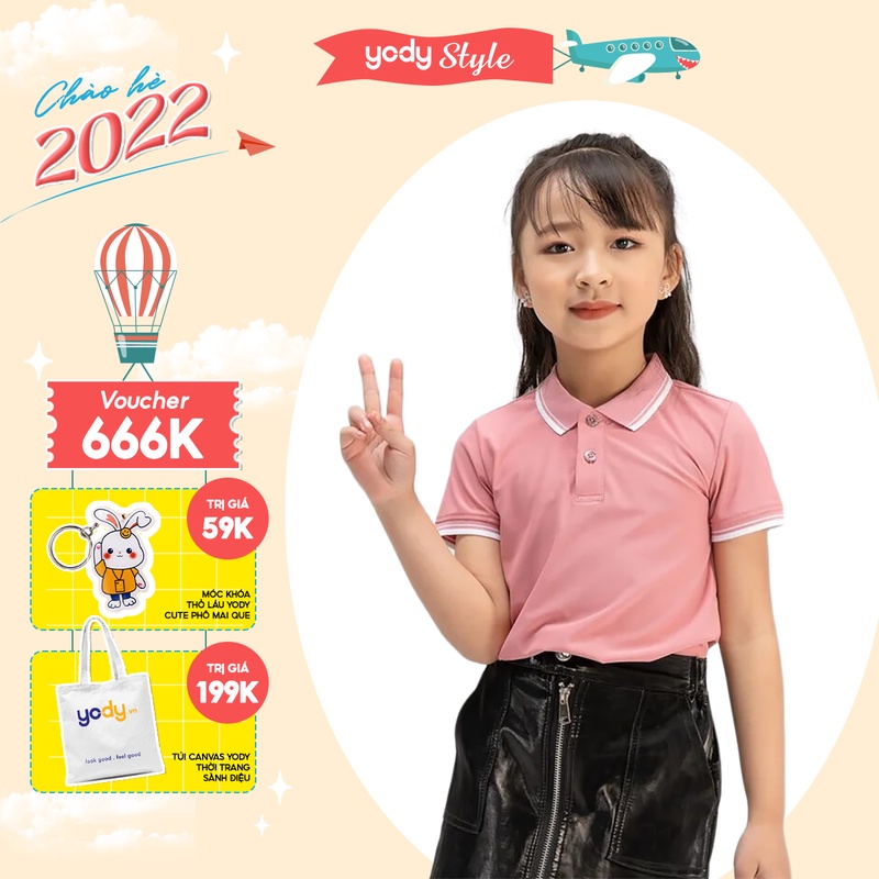 Áo Polo trẻ em airy cool bo kẻ YODY chính hãng - KID3072