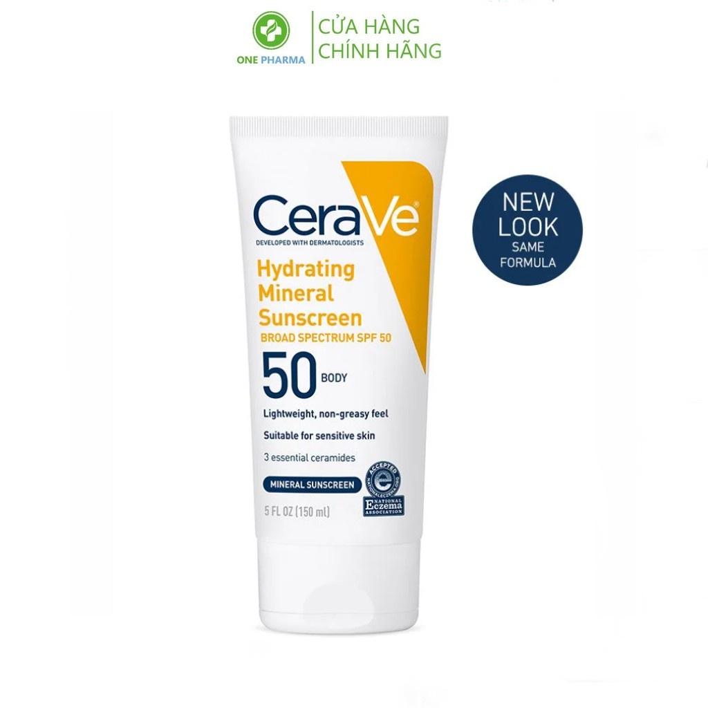 Kem chống nắng dưỡng thể CeraVe Hydrating Mineral Sunscreen SPF 50 150ml