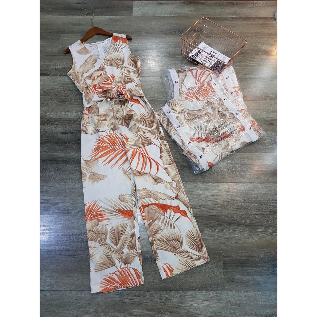 Bộ jumpsuit nhà Xoài dư xịn - họa tiết hoa cam