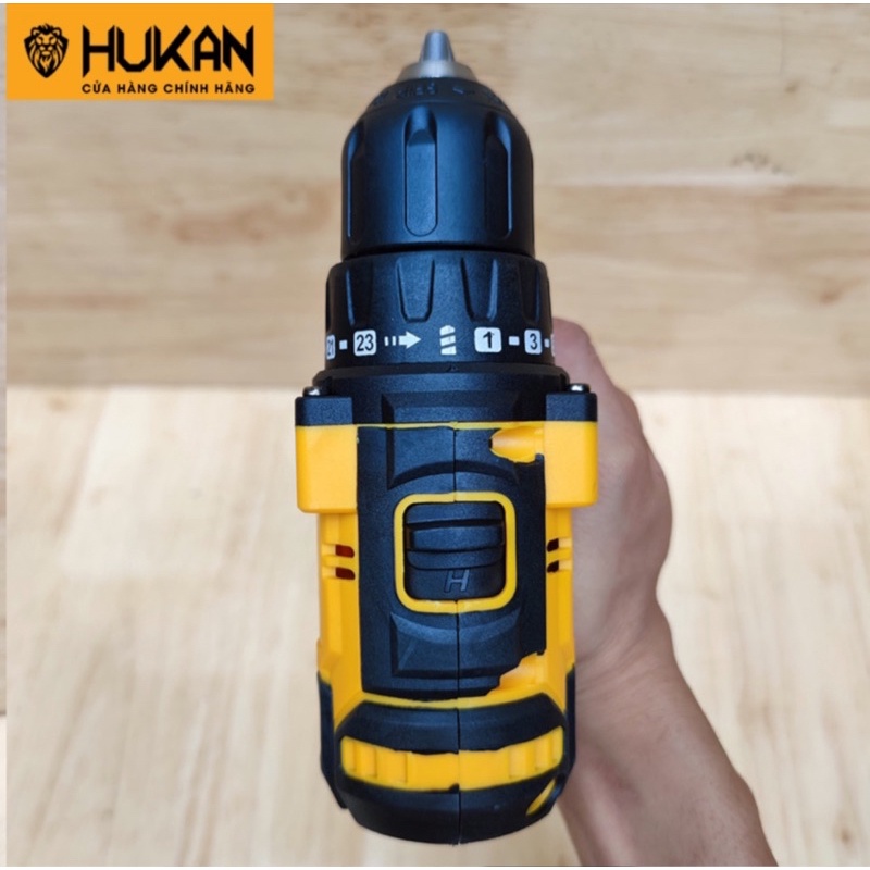 Máy khoan pin HUKAN 18V 4 cell Model HK-XC5 không chổi than tặng kèm 24 phụ kiện CHẤT LƯỢNG CAO