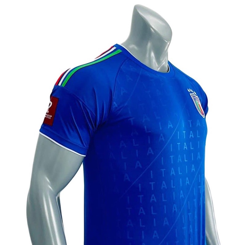 Quần áo Bóng đá Italia 2022 màu xanh bích- Vải thun lạnh không xù, không nhăn