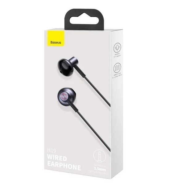 Tai Nghe Baseus H19 Âm Thanh Nổi 6D - Tai Nghe Nhét Tai Chân Tròn 3.5mm có Mic chơi Game Cho Xiaomi, Oppo,. Bảo Hành 12T