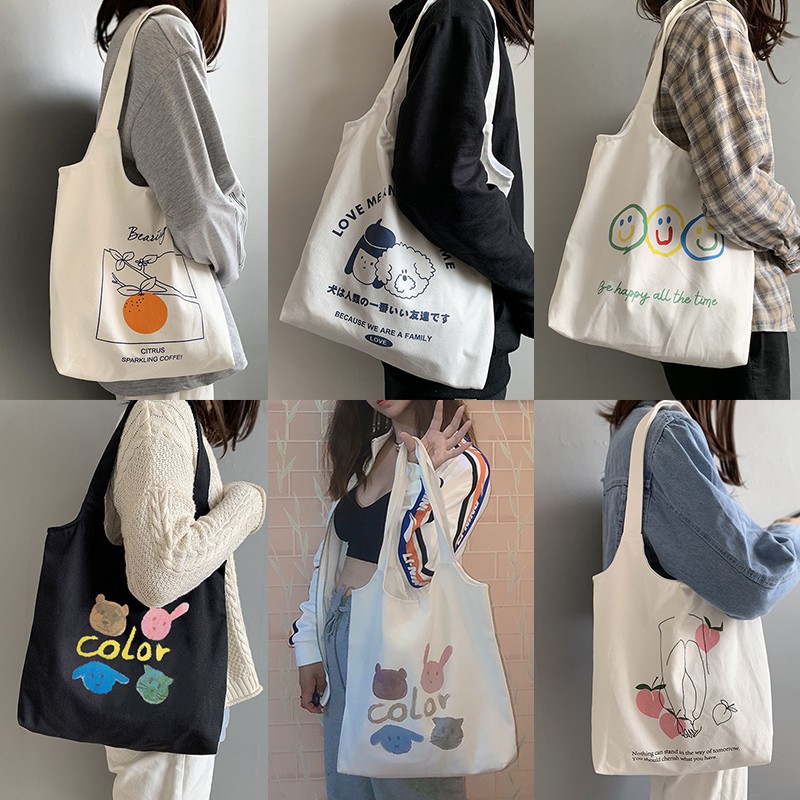 Túi đeo vai vải canvas thời trang Hàn Quốc tinh tế