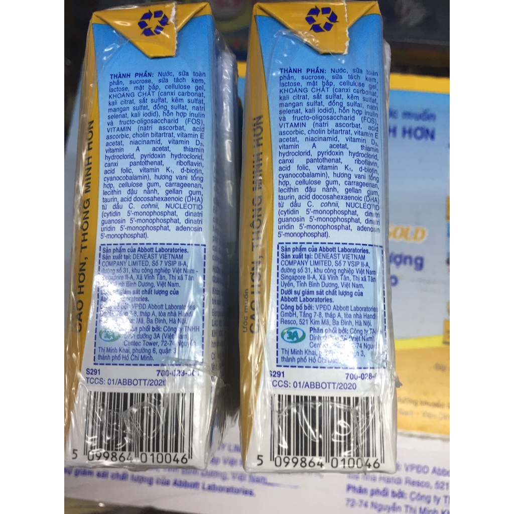 Lốc 4 hộp sữa abbott grow gold 180ml