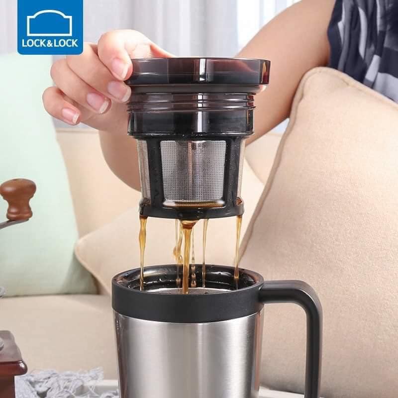 Ly Giữ Nhiệt Lock&Lock Coffee Filter Mug LHC4197 580ml Bằng Inox - Hàng Chính Hãng, Có Lưới Lọc Trà, Coffee