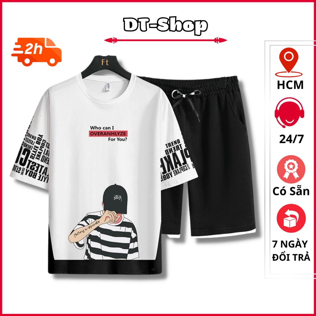 Đồ bộ nam đẹp WO CAN I thun mè thoáng mát dễ bặn hai màu trắng đen