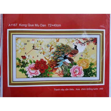Tranh đính đá tranh thêu chữ thập Đồng hồ chim công phu thê viên mãn DF2471 A1167 A273 E278 E222 E221 A525 A645