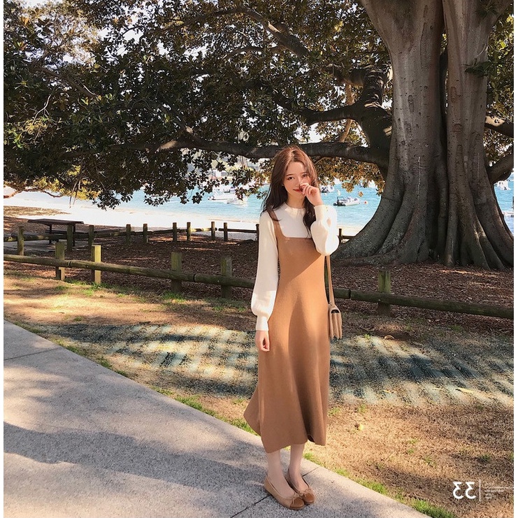 Váy nữ đẹp💕FREESHIP💕Váy len dáng dài thu đông phong cách Vintage cổ điển xinh xắn