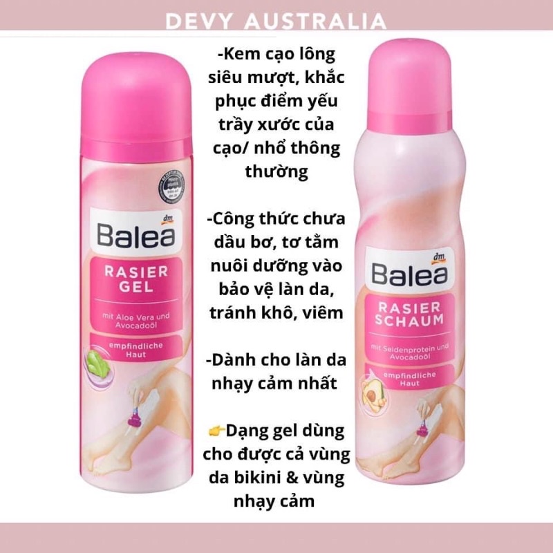 bọt/ gel cạo lông nội địa Đức Ba.lea