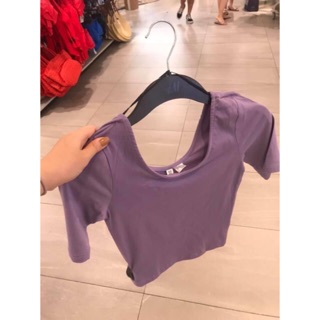 HM áo cổ vuông tím hottrend authentic có sẵn