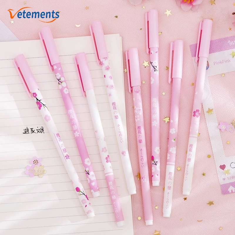 1 Bút Bi Mực Đen Ngòi 0.5mm Hình Hoa Anh Đào Đáng Yêu Cho Học Sinh