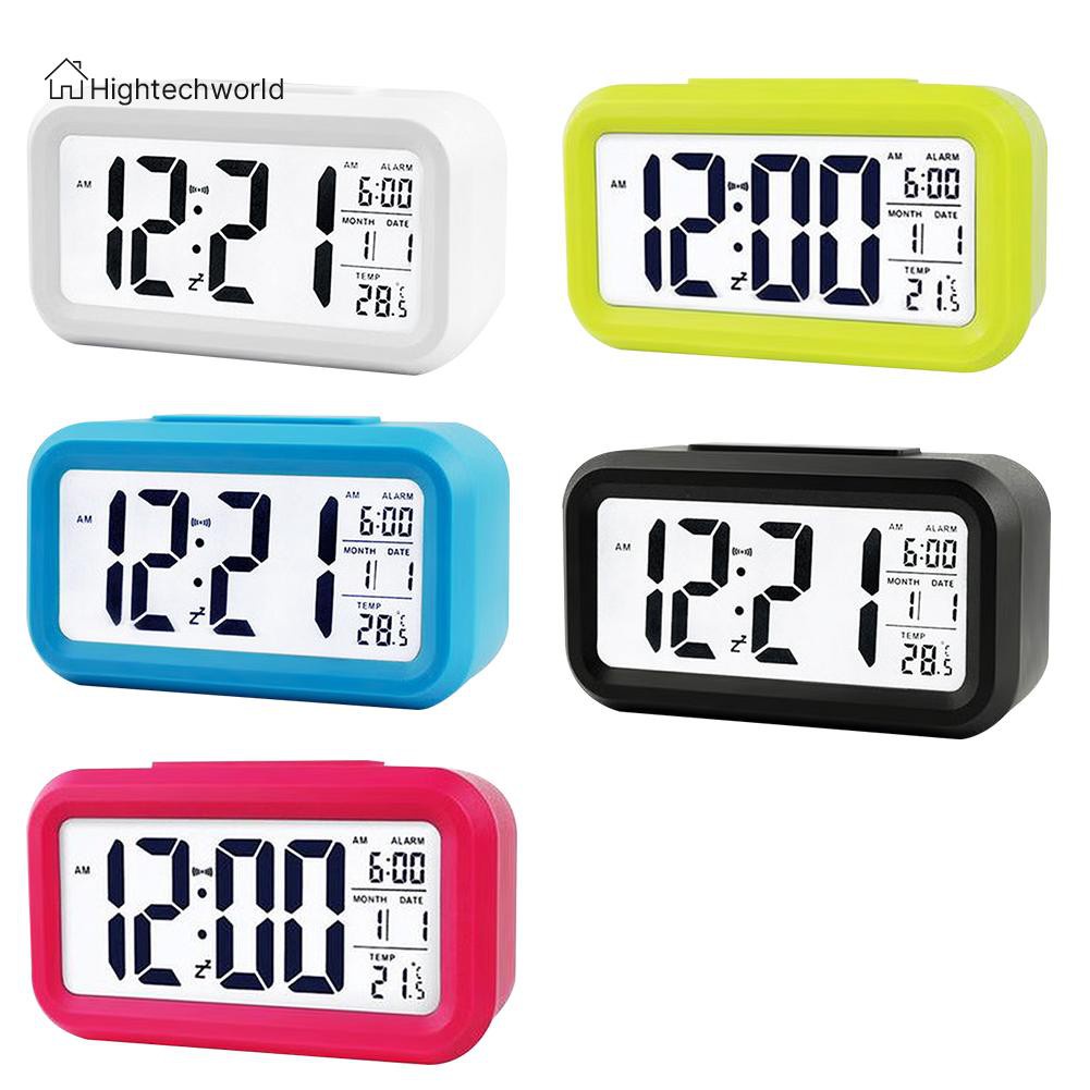 Hightechworld Temperature Alarm Clock LED Digital Backlight Calendar Snooze Mute Clock