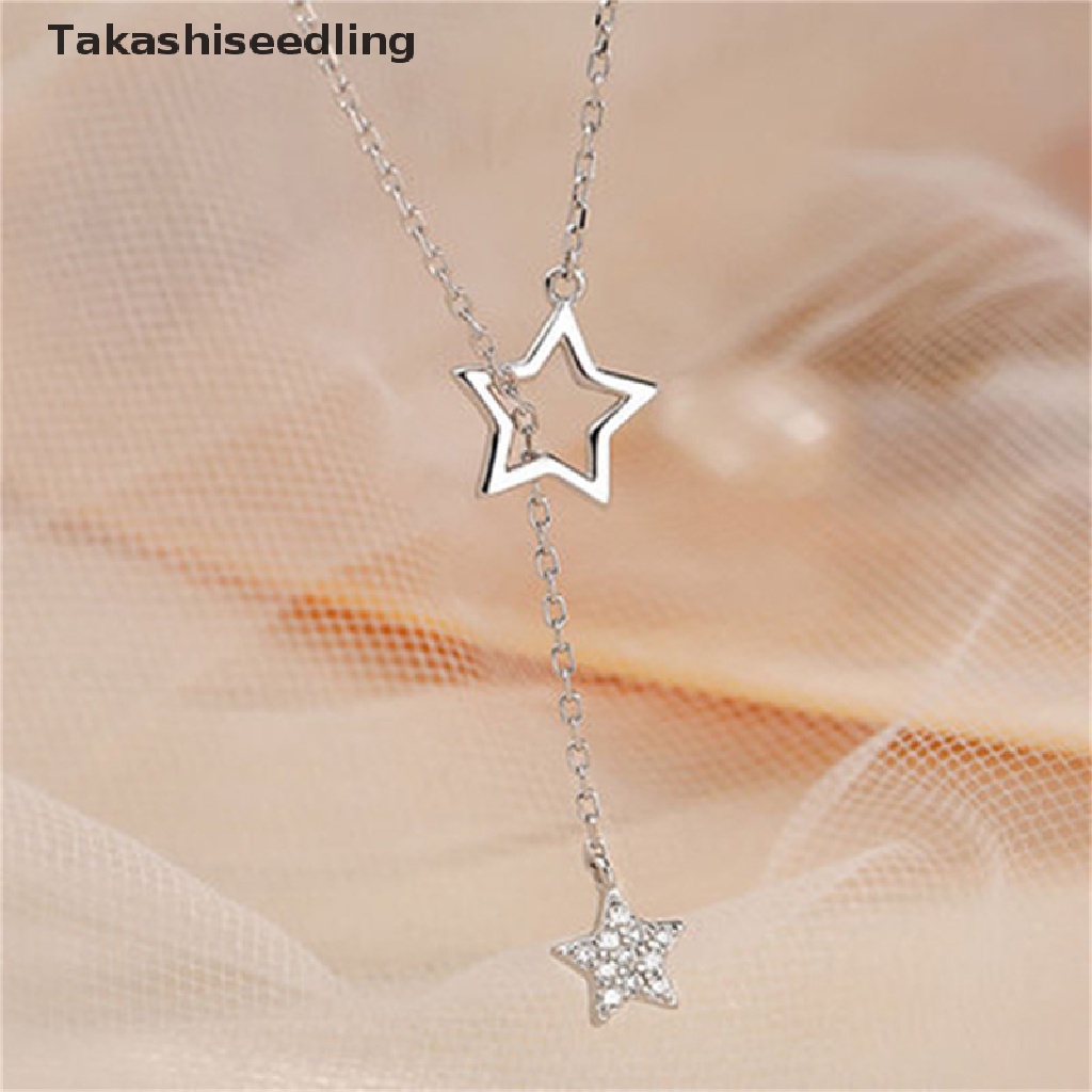 (Takashiseedling) Vòng cổ Mặt Hình Ngôi Sao Rỗng Đính Đá Zircon Thanh Lịch Cho Nữ