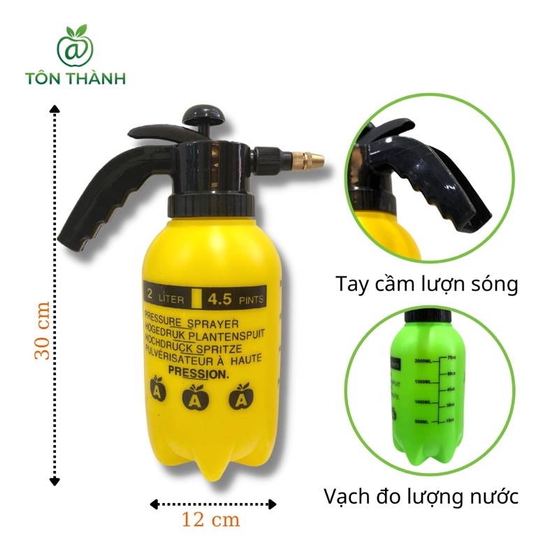 BÌNH XỊT PHUN THUỐC 2 LÍT AAA TƯỚI CÂY PHUN SƯƠNG CẦM TAY MẪU MỚI