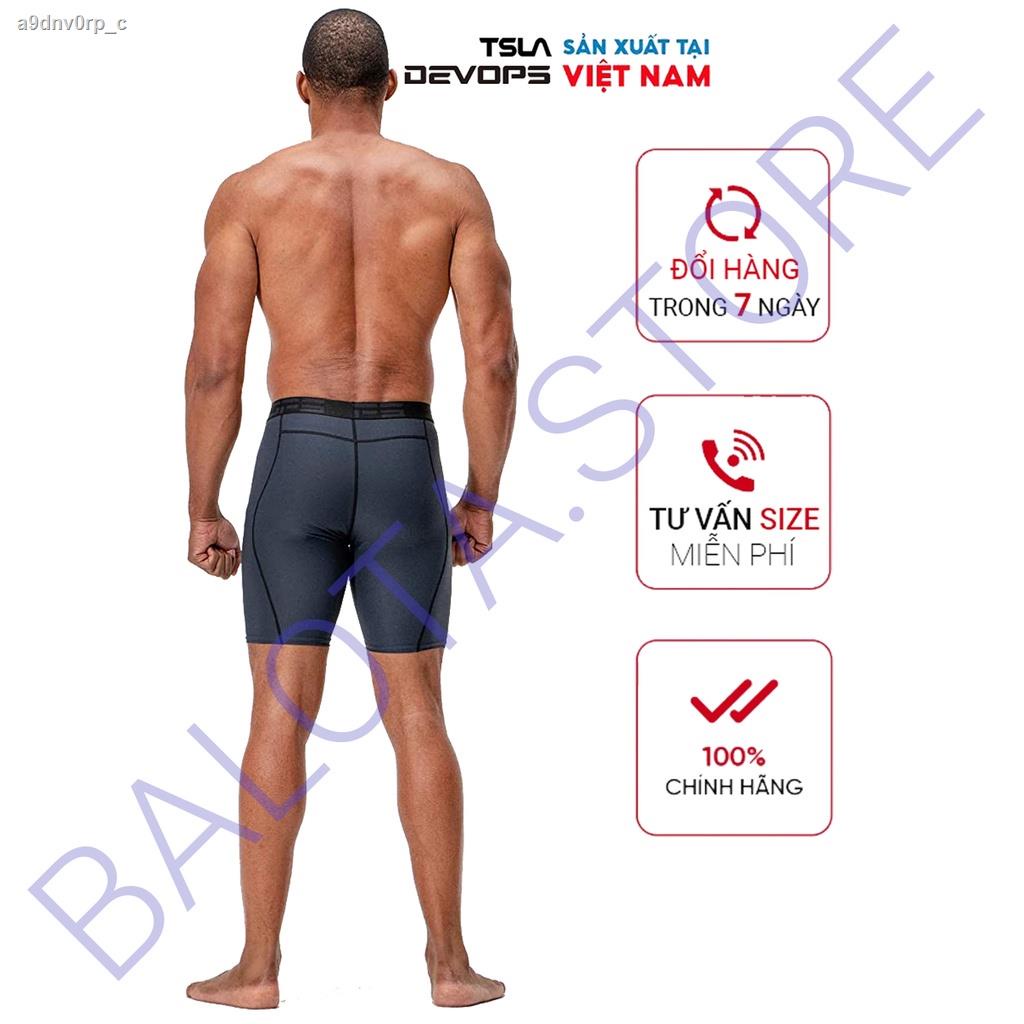 2021Quần legging nam ngắn tập gym Devops ôm bó sát đùi cạp cao lưng thun chơi thể thao đá bóng yoga màu đen trắng