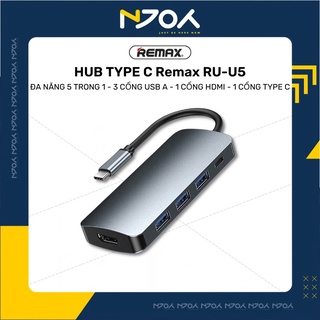 Hub type c chuyển đổi remax ru-u5 đa năng 5 trong 1 hỗ trợ 3 cổng usb 3.0 cổng hdmi 4k cổng sạc usb-c 100w pd3.0