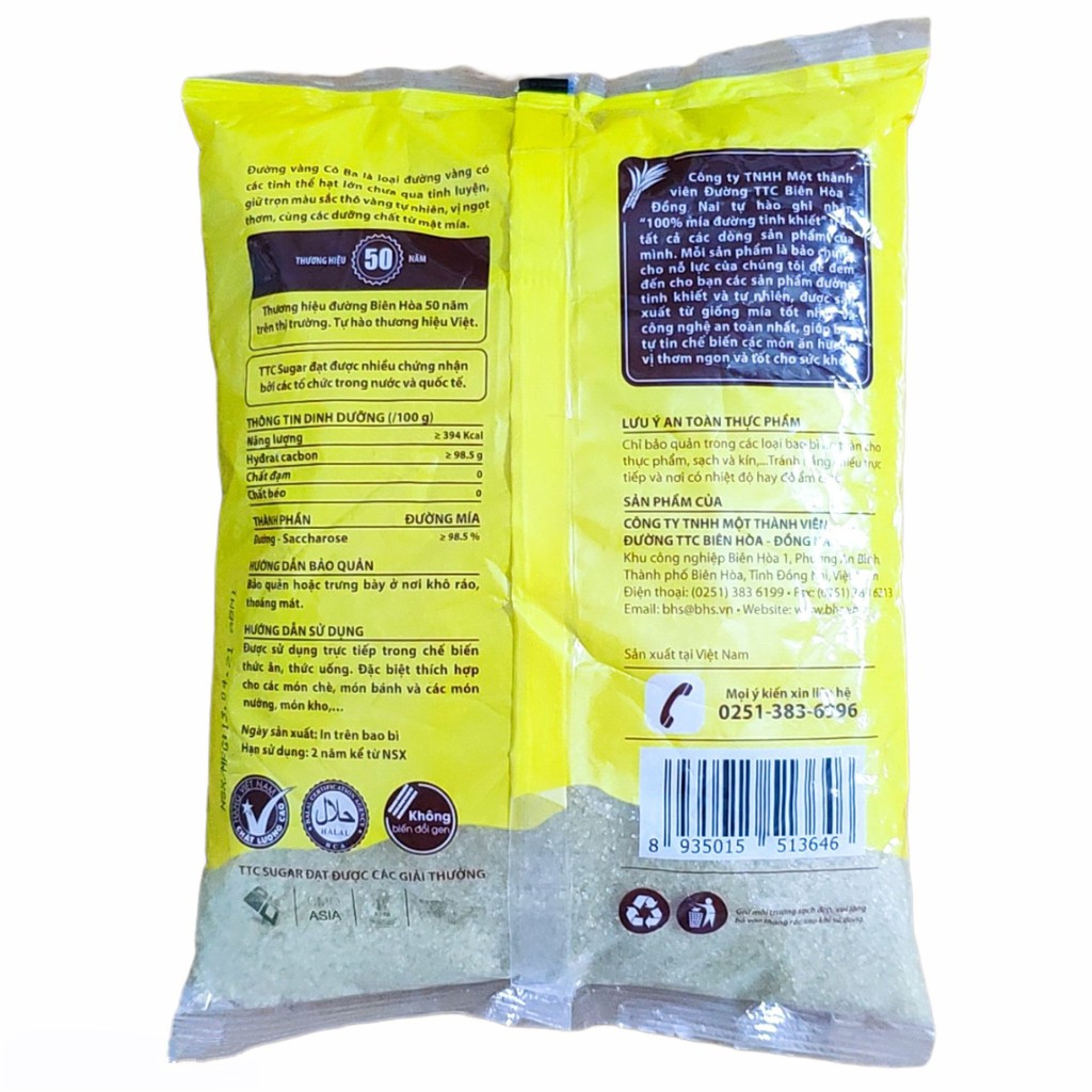 Đường vàng Cô Ba Biên Hòa gói 1kg - Mộc mạc từ cây mía