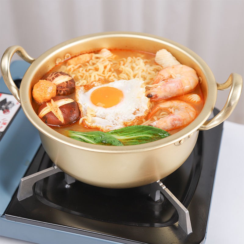 Nồi mì ăn liền, nấu sữa, phở, ramen nội địa Hàn Quốc, net nổi tiếng, cháo, nhỏ, canteen nhỏ bằng nhôm màu vàng