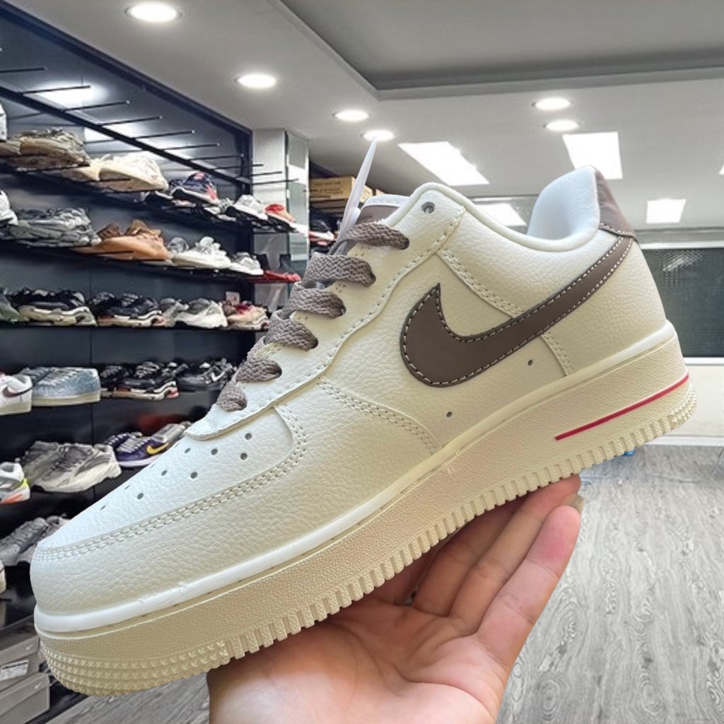 Giày _Nike Air force 1, Air Force 1 vệt nâu, AF1 tích nâu trắng Full Box Bill - Yabi_boutique