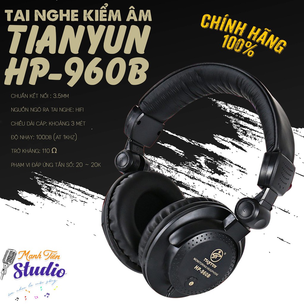 CTY MT Tai nghe kiểm âm  chụp tai  gaming cực hay chất lượng cao TIANYUN HP - 960B bảo hành 12 tháng(BH 12T)