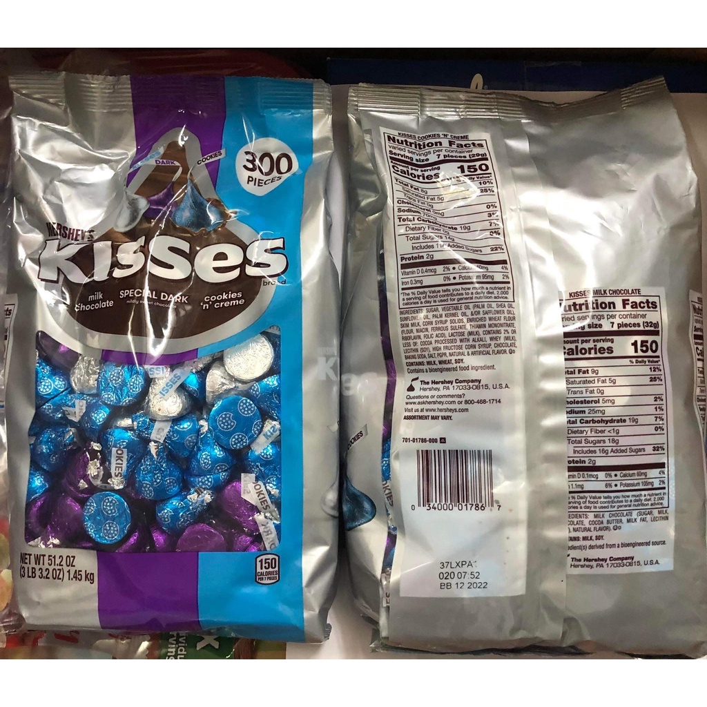 Sô cô la mix 3 vị Hershey’s Kisses 300 viên - Mỹ