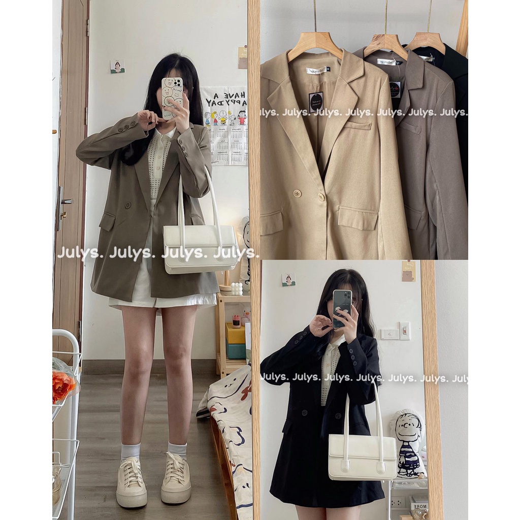 Áo blazer 2 lớp đệm vai form RỘNG (ảnh thật kèm video)