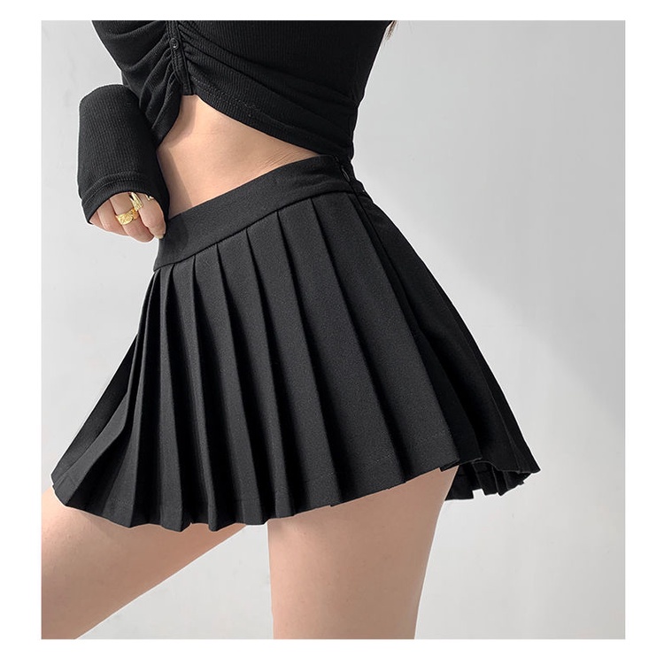 Chân Váy Ngắn Xếp Ly Lưng Cao Màu Trơn Thời Trang Xuân Thu Hàng Mới 2022 Dành Cho Bạn Gái