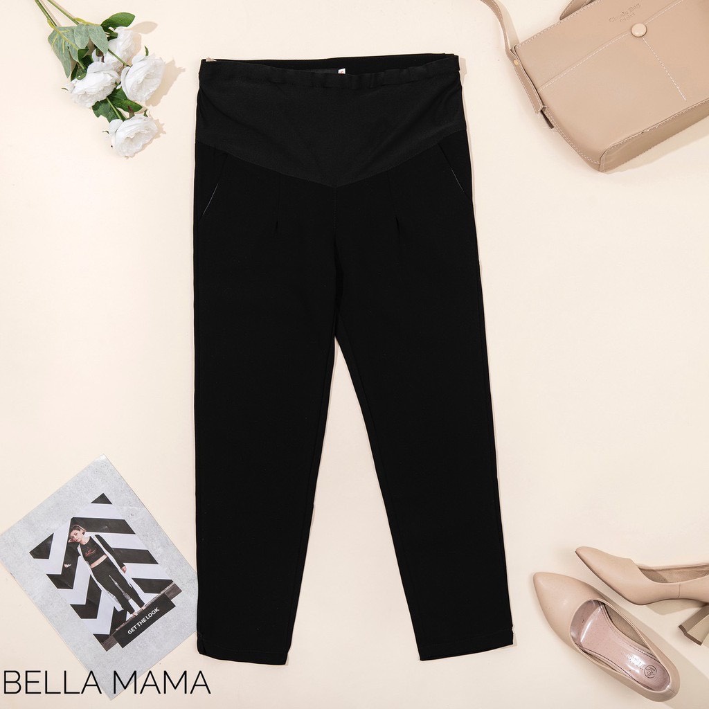 Quần Baggy Bầu Công Sở, Chất Liệu Vải Trượt Hàn Quốc Có Đáp Bụng Và Chun Chỉnh Bụng  Bella Mama - Q11
