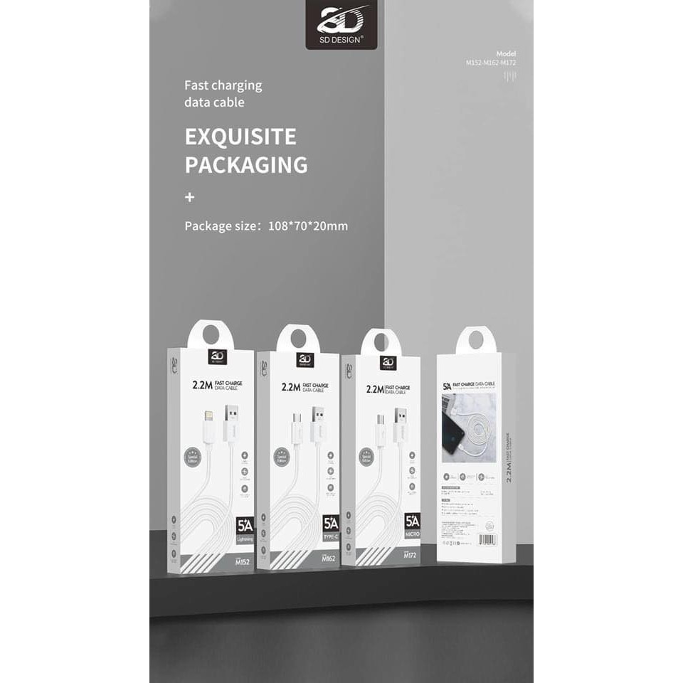 [FREESHIP] Cáp 2 mét chính hãng SD Design dây sạc 1,5m sạc nhanh, tiện lợi, cáp chính hãng, Aha Case