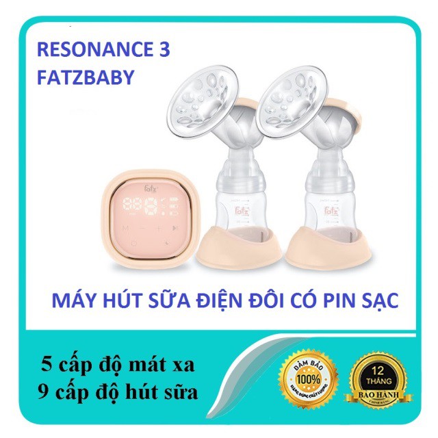 (Tặng 100 chiếc tăm bông trẻ Em cao cấp) Máy hút sữa điện đôi cao cấp có pin sạc Fatz Fatzbaby Resonance 3 - FB1160VN