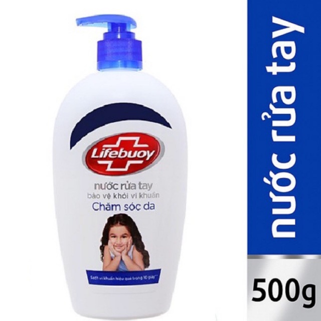 Nước rửa tay Lifebuoy Chăm sóc da chai 500g tặng ps trà 80g