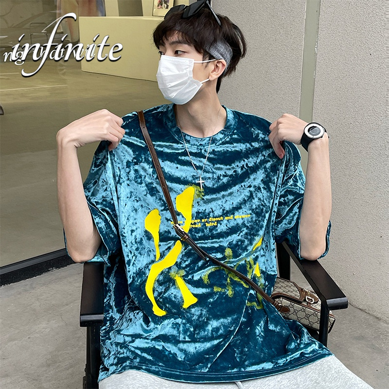 Áo Thun Tay Ngắn Cổ Tròn Vải Nhung Thân Thiện Với Da Thời Trang Cho Nam