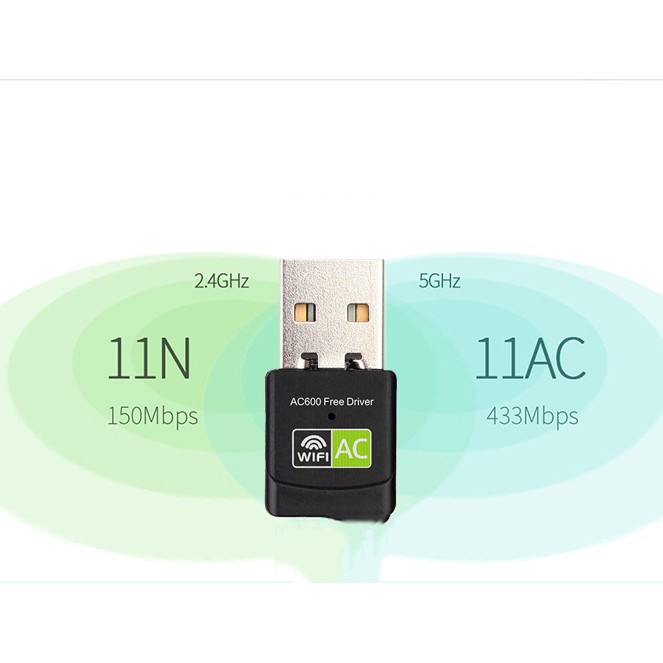 USB thu sóng wifi băng tần kép 2.4G / 5G 802.11AC 600Mbps, repeater 5G - Bảo hành 3 tháng