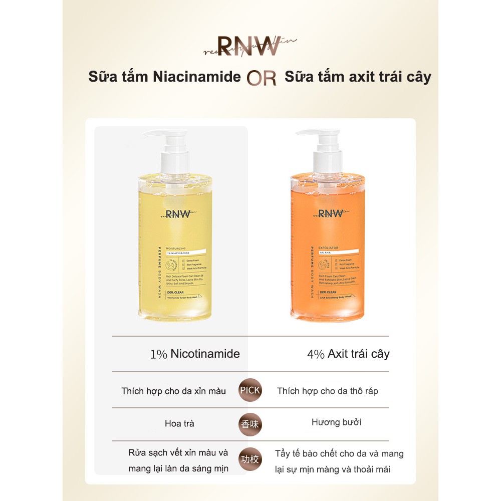 (Hàng Mới Về) RNW Gel Tắm Dưỡng Ẩm Làm Trắng Khử Mùi Lâu Trôi 400g