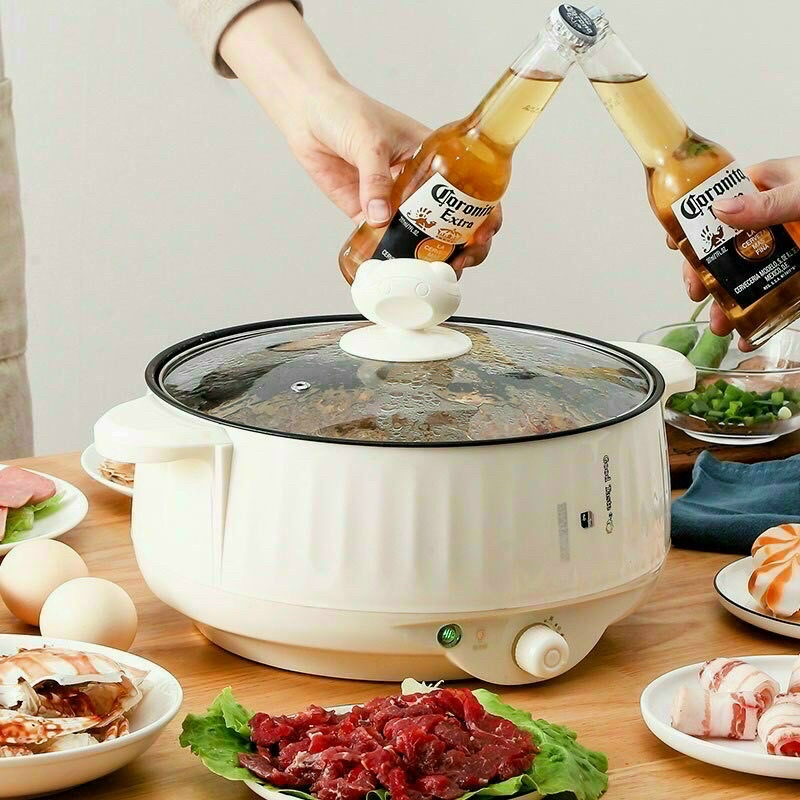 Nồi lẩu điện đa năng kèm khay hấp inox siêu xinh ( hàng hot sz 24-26-28cm)