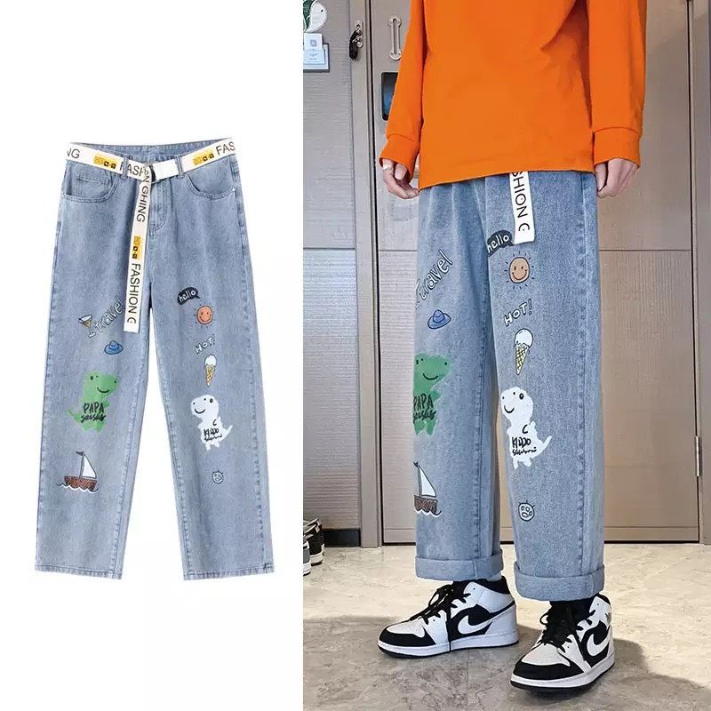 QUẦN BAGGY JEANS ỐNG RỘNG NAM-TAN-DÁNG SUÔNG -QJI3-THỜI TRANG UNISEX-có size Nam Nữ in dể phối đồ siêu đẹp màu xanh