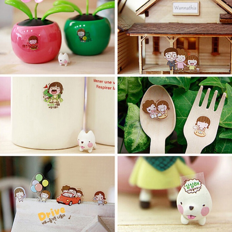 Set 6 miếng dán trang trí sổ tay hình bé gái hoạt hình dễ thương đáng yêu