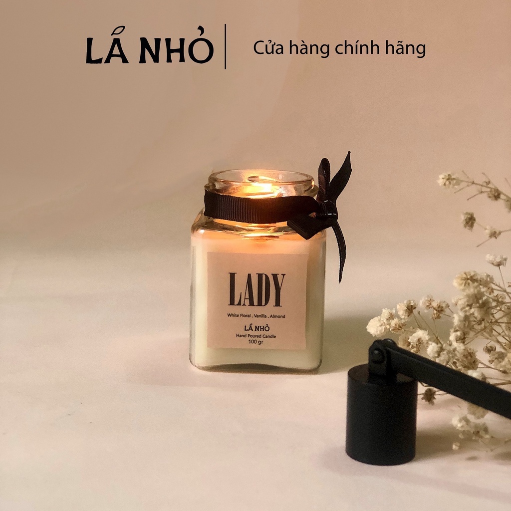 [NEW] - Nến thơm LÁ NHỎ -  Lady ( White Floral - Vanilla - Almond) - Tinh tế - Quyến rũ - Ngọt ngào