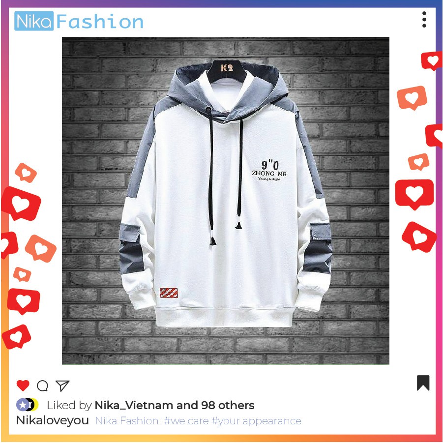 Áo Nikafashion Hoodie Nón Unisex Nam Nữ Chất Vải Nỉ Freesize 1 kích cỡ Form Dáng Rộng Dưới 65kg Mặc Đẹp ZHONGMR