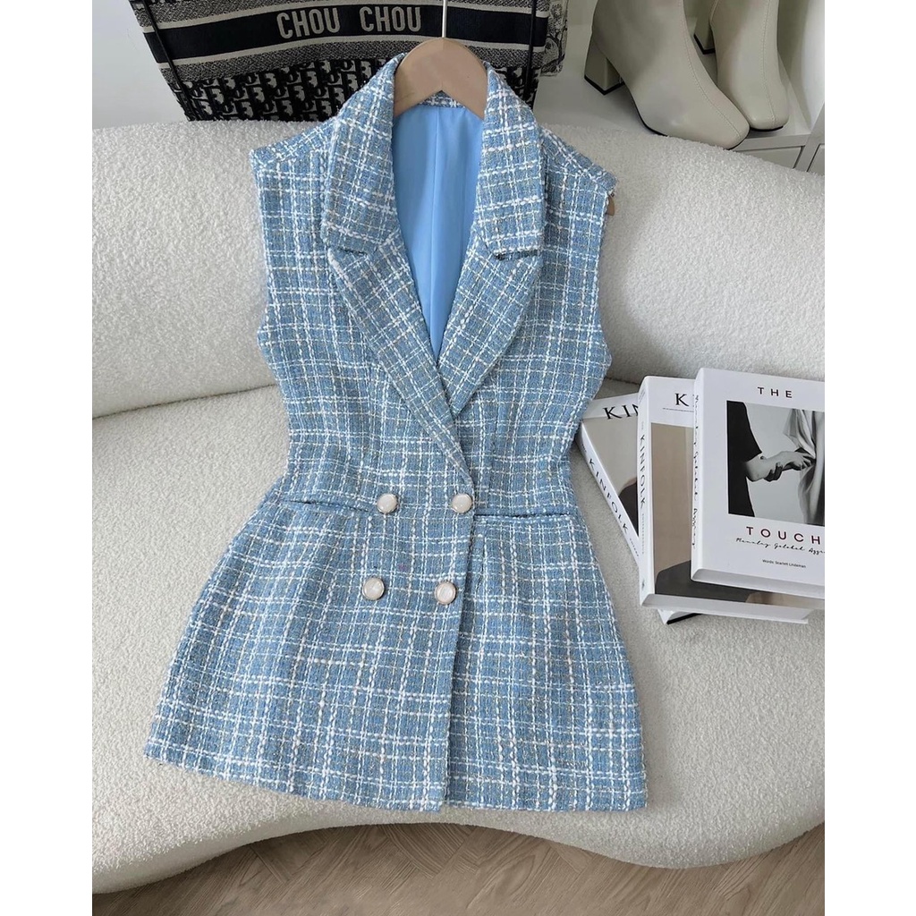 ZUKY Vest đầm TWEED may 2 lớp ôm tôn dáng