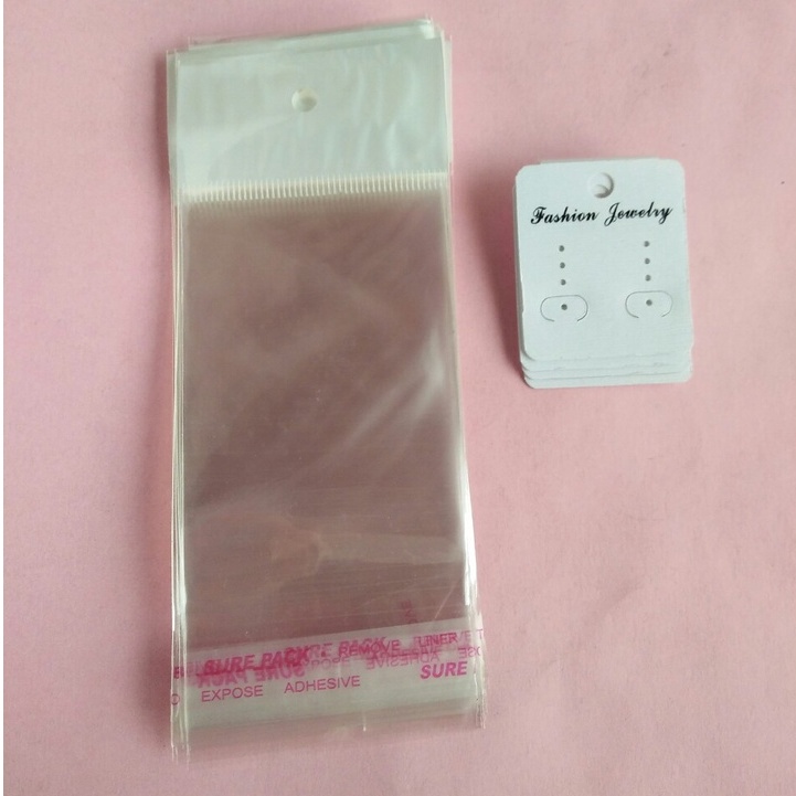 Set tag giấy treo bông tai nhựa cứng màu trắng sáng đẹp sang trọng - namimi