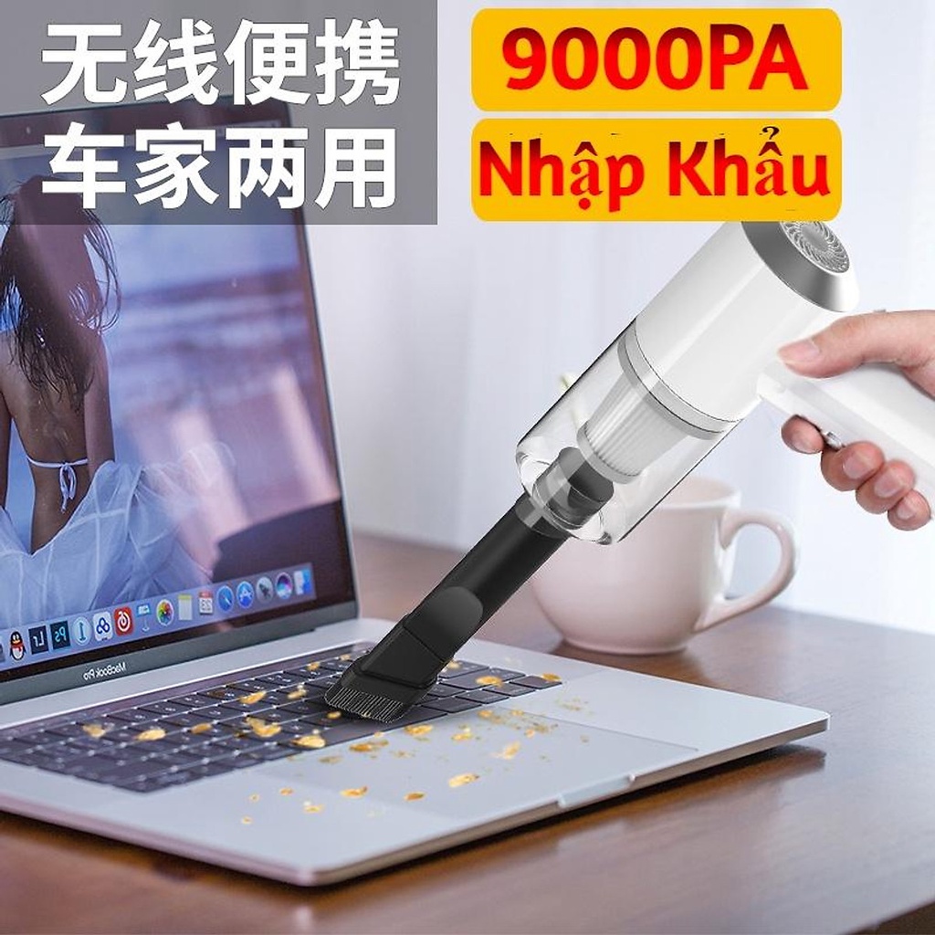 Máy Hút Bụi Mini Cầm Tay Không Dây AmazeFan XCQ-103 9000pa Sử Dụng Pin - Có chức năng chiếu sáng, hút khô & ướt cho ô tô