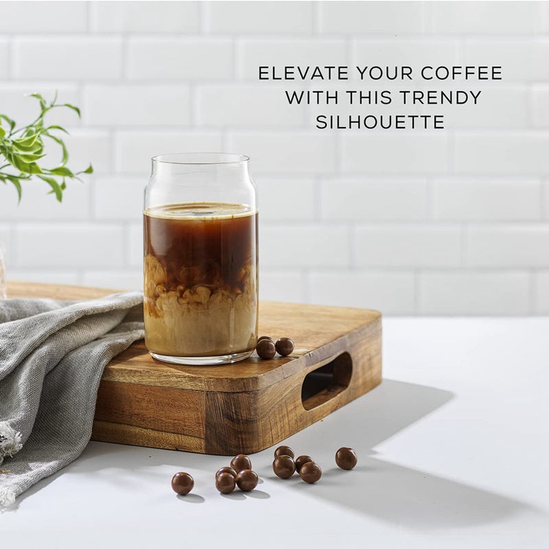 Bộ Cốc Thủy Tinh Uống Bia 6-16Oz Cốc Thủy Tinh Trong Suốt Hình Lon Soda Dễ Thương