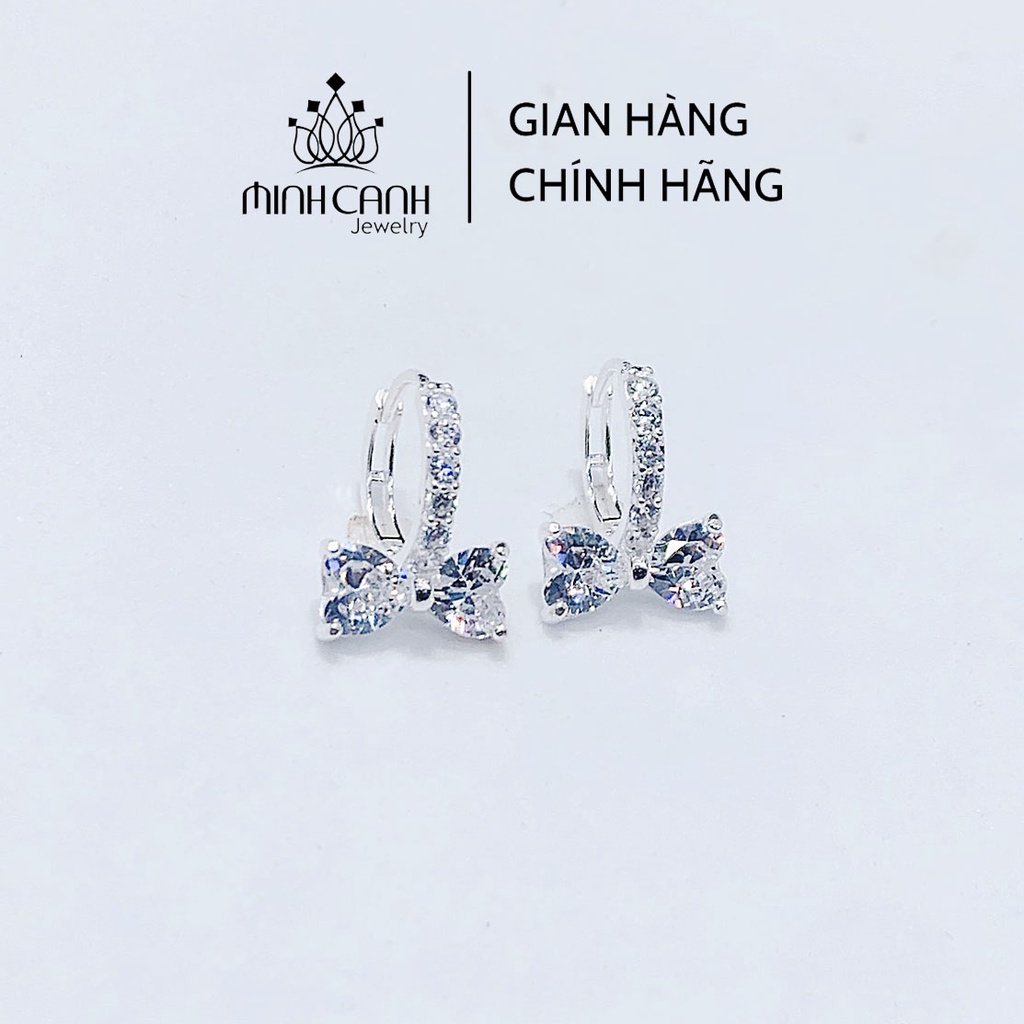 Bông Tai Bạc Hình Nơ Đính Đá - Minh Canh Jewelry