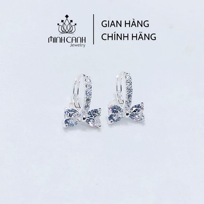 Bông Tai Bạc Hình Nơ Đính Đá Khóa Bấm - Minh Canh Jewelry