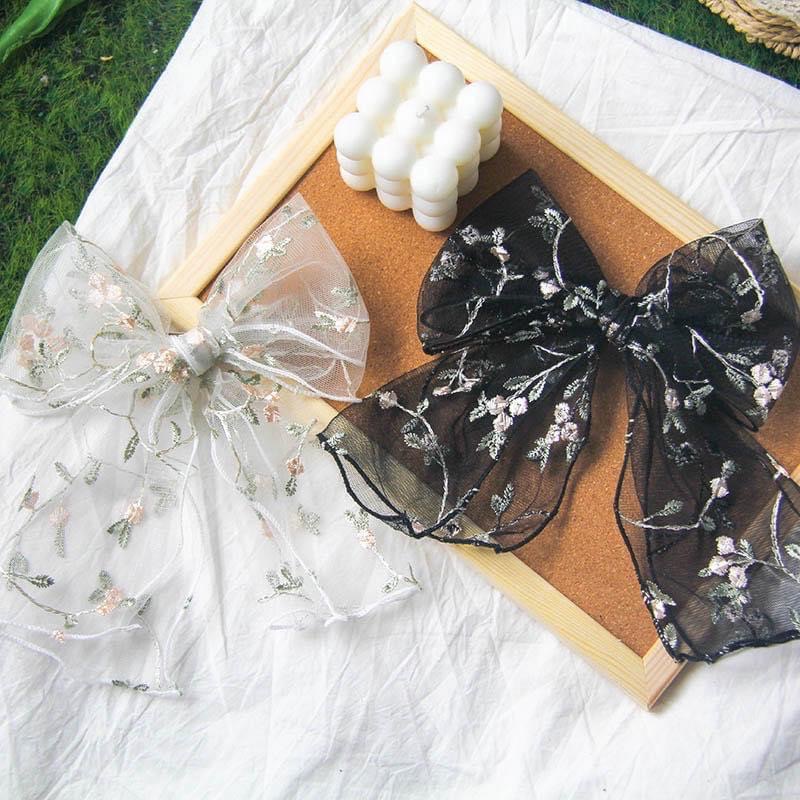 [Ảnh thật] KẸP NƠ TIỂU THƯ REN THÊU PHỐI NỤ HOA TƯỜNG VI 02- KẸP TÓC HÀN QUỐC PHONG CÁCH ULZZANG PHỤ KIỆN NỮ GIÁ RẺ