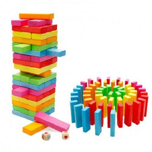 Rút gỗ màu 48 thanh loại lớn - Domino màu cho bé